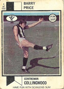 1974 Scanlens VFL #1 Barry Price Front